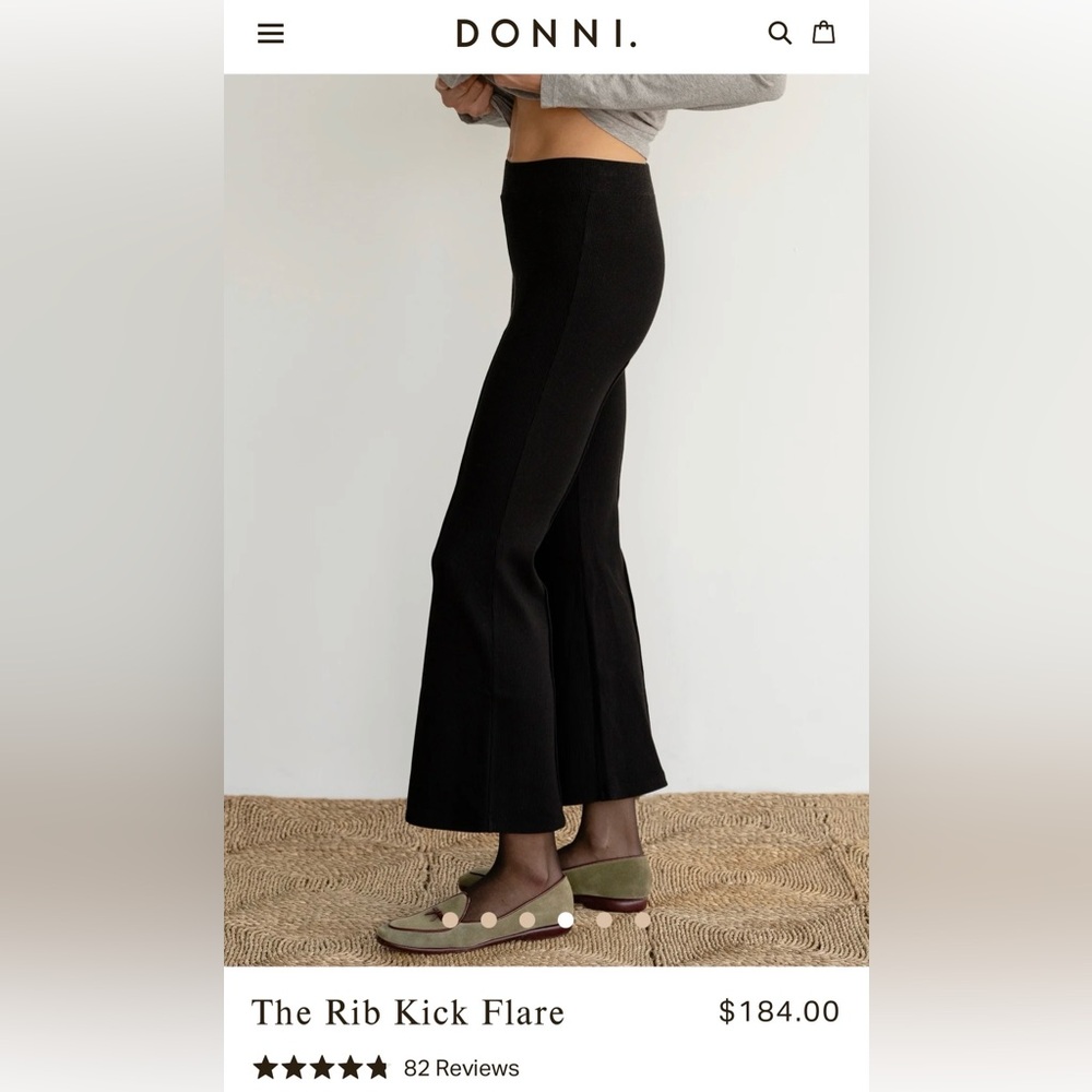Donni Rib Kick Flare, Size Small, Black